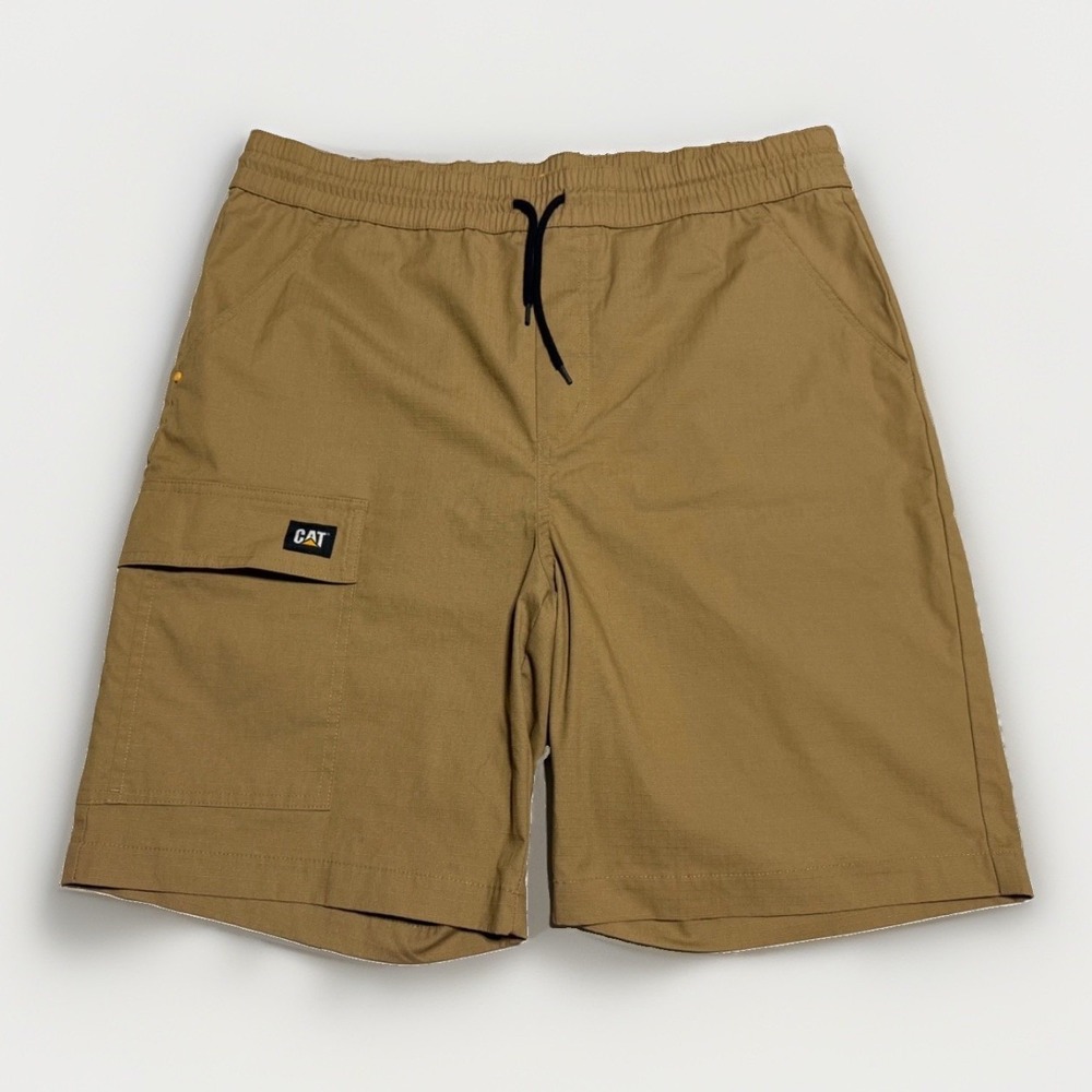 CAT Caterpillar Cargo Shorts Men's XL Khaki Drawstring Workwear Ripstop
